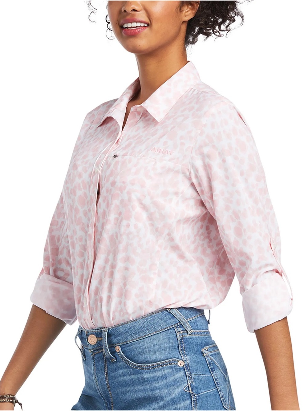 Ariat VenTEK Long Sleeve Light Pink Printed Button-Down Shirt NWOT